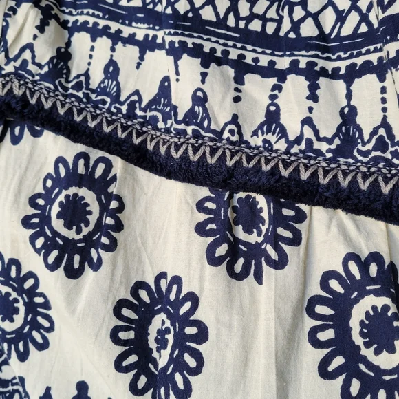 Anthropologie Love the Label Dagmar Ivory Navy Printed Sybille Skirt Small $295 - Picture 11 of 11